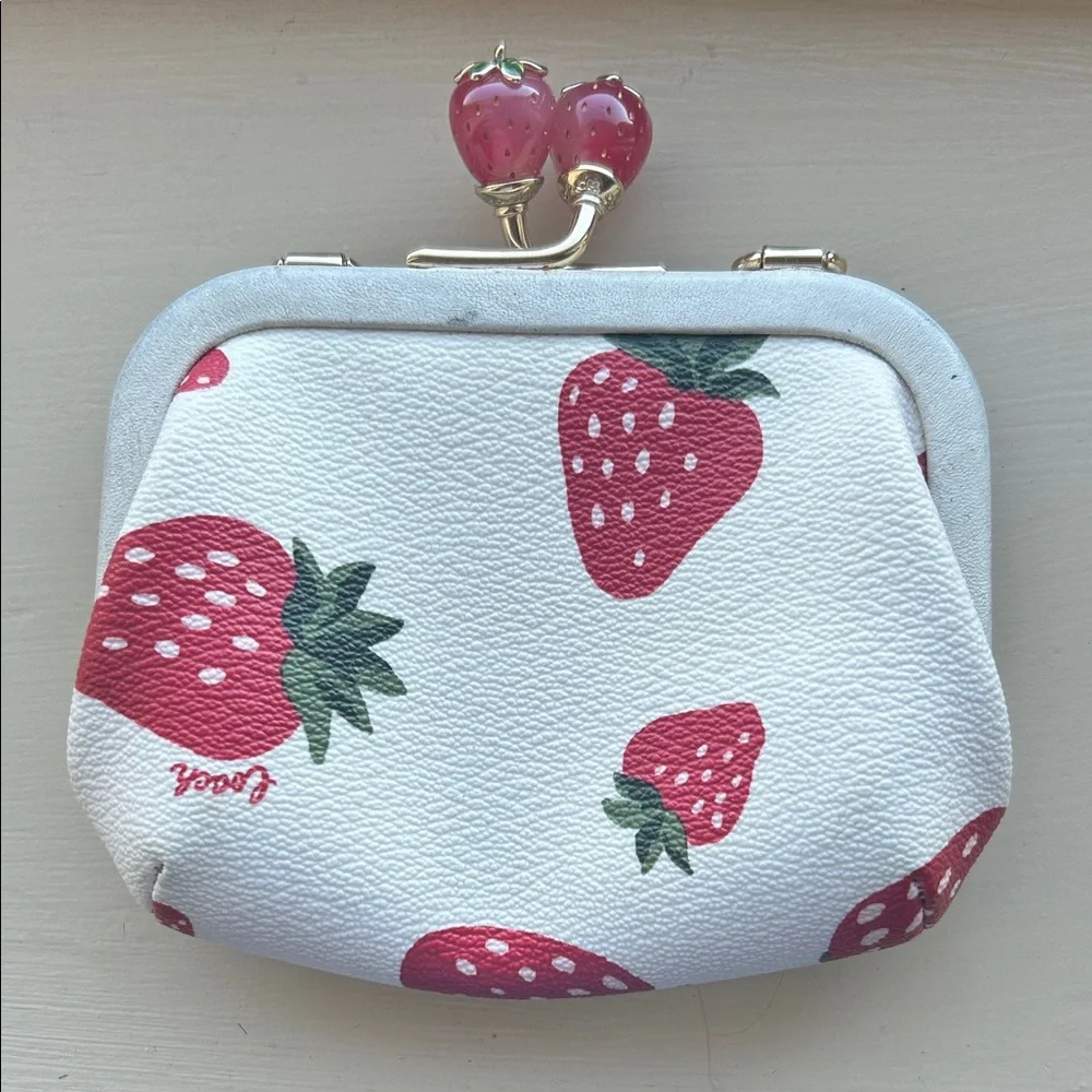 Coach White Coin Purse with Strawberry Design - Picture 2 of 5